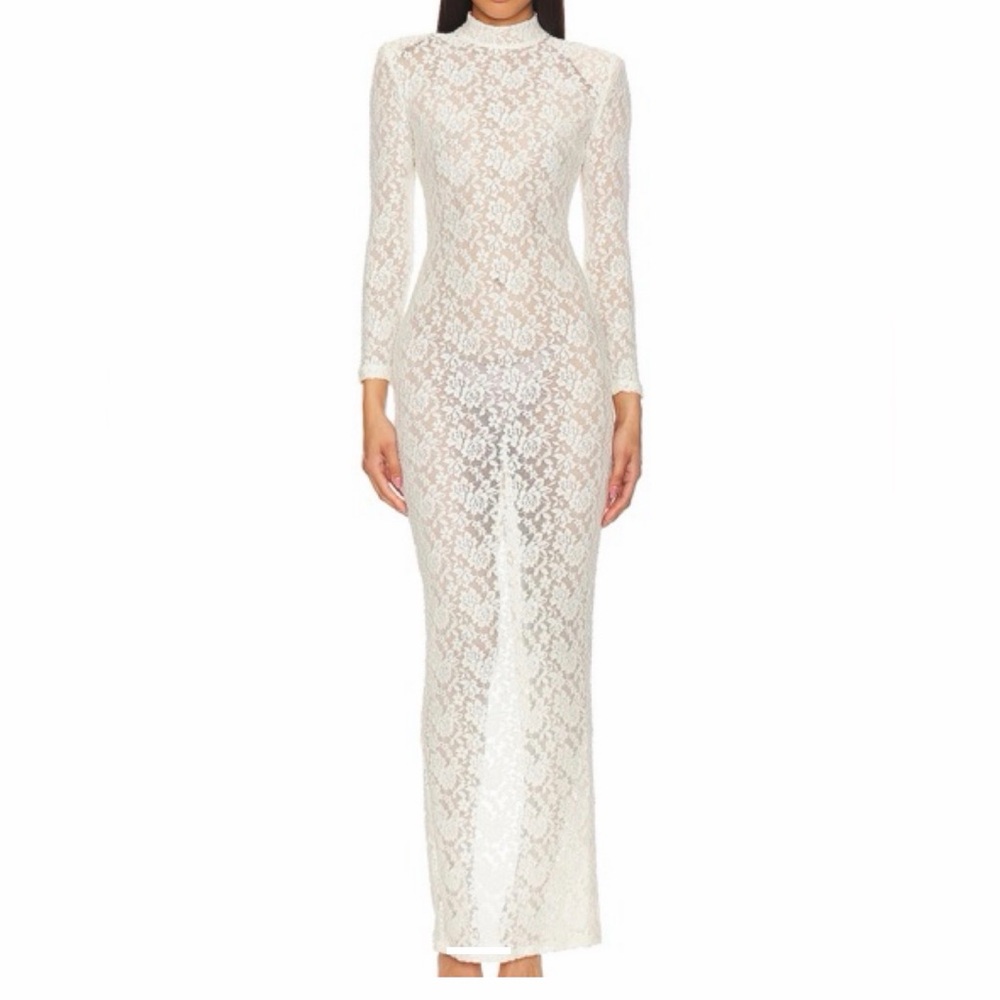 Elegant Lace Long Sleeve White Dress